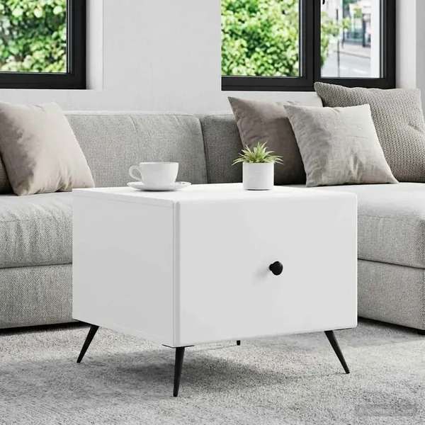 Table basse avec tiroir Blanc 49 x 50 x 40 cm Bois d'ingénierie