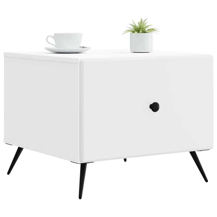 Table basse avec tiroir Blanc 49 x 50 x 40 cm Bois d'ingénierie - 3