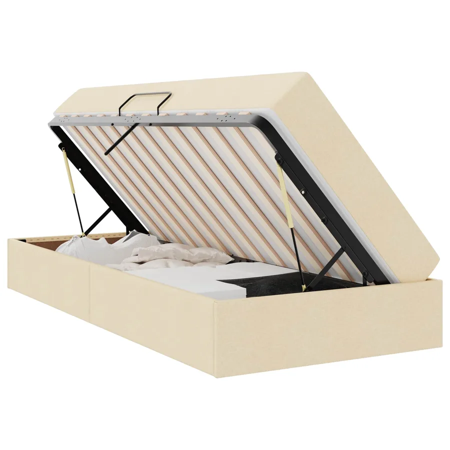 Lit avec rangement et matelas Crème 90 x 190 cm Polyester - 2