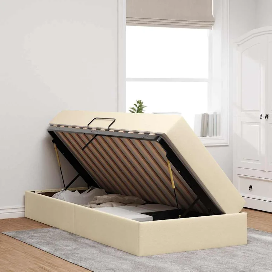 Lit avec rangement et matelas Crème 90 x 190 cm Polyester - 4
