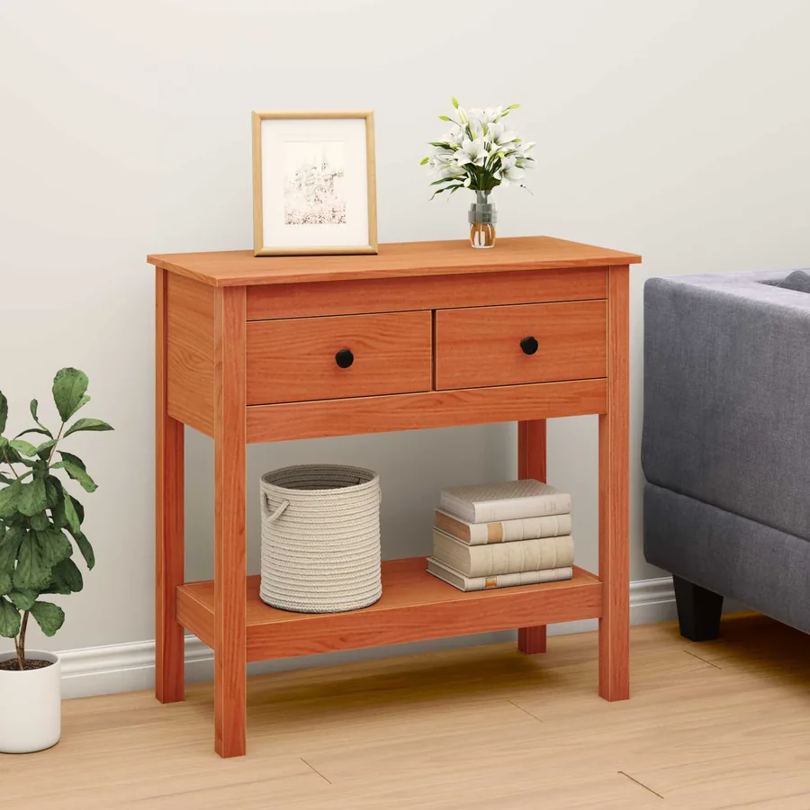 Table console Cire marron 75 x 35 x 75 cm Pin massif