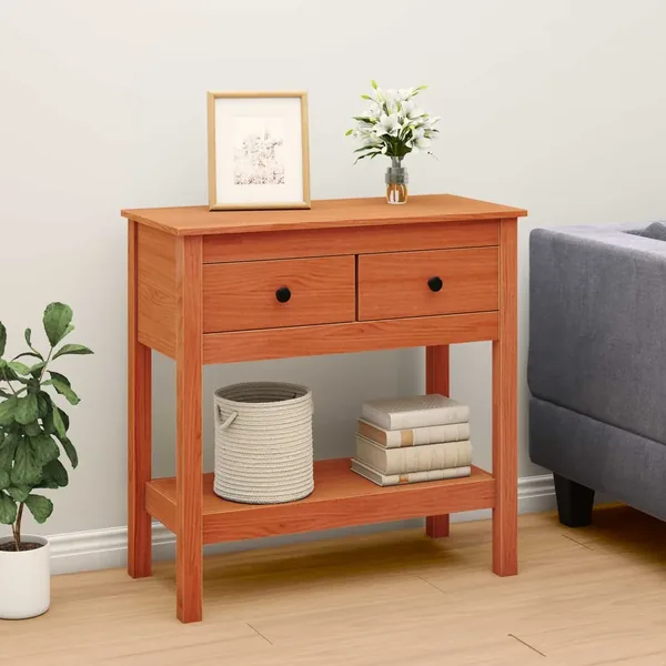 Table console Cire marron 75 x 35 x 75 cm Pin massif