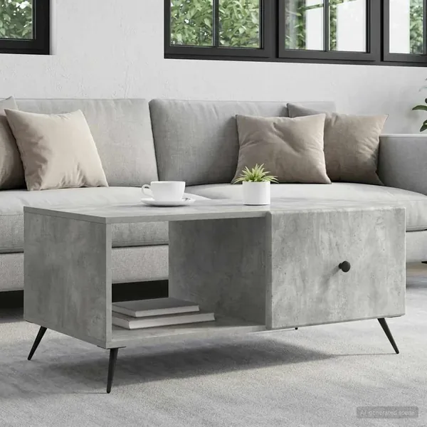 Table basse Gris béton 90 x 50 x 40 cm Bois d'ingénierie