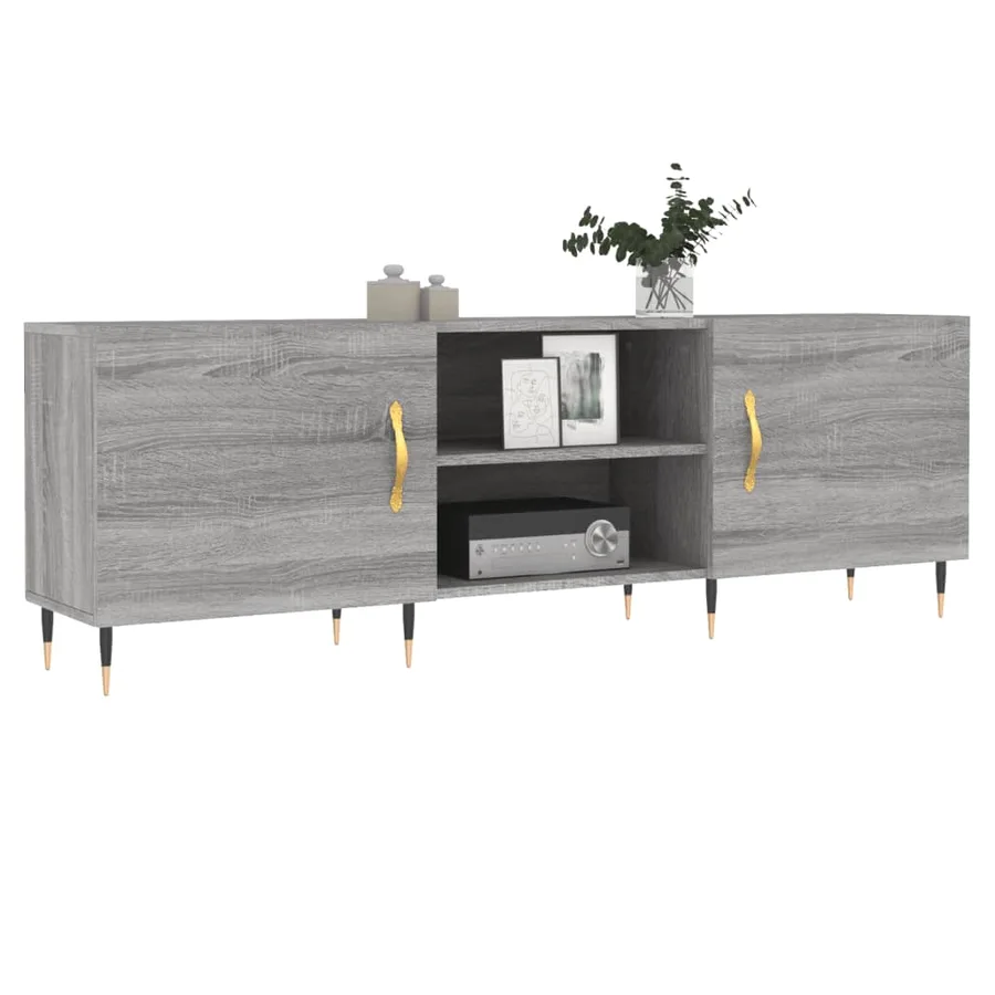 Meuble TV sonoma gris 150x30x50 cm bois d'ingénierie - 3