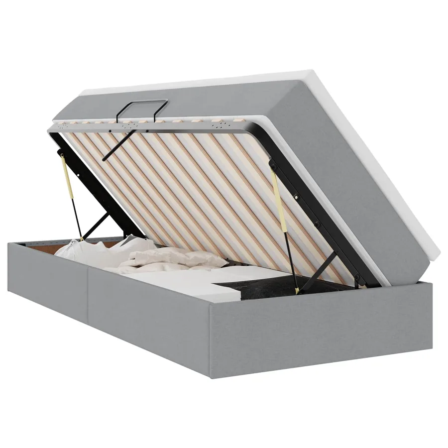 Lit avec rangement et matelas Gris clair 90 x 200 cm Polyester - 2