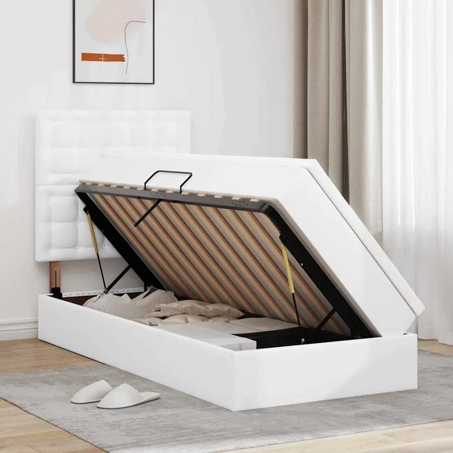 Lit de Rangement Blanc pur 90 x 200 cm Cuir synthétique - 4