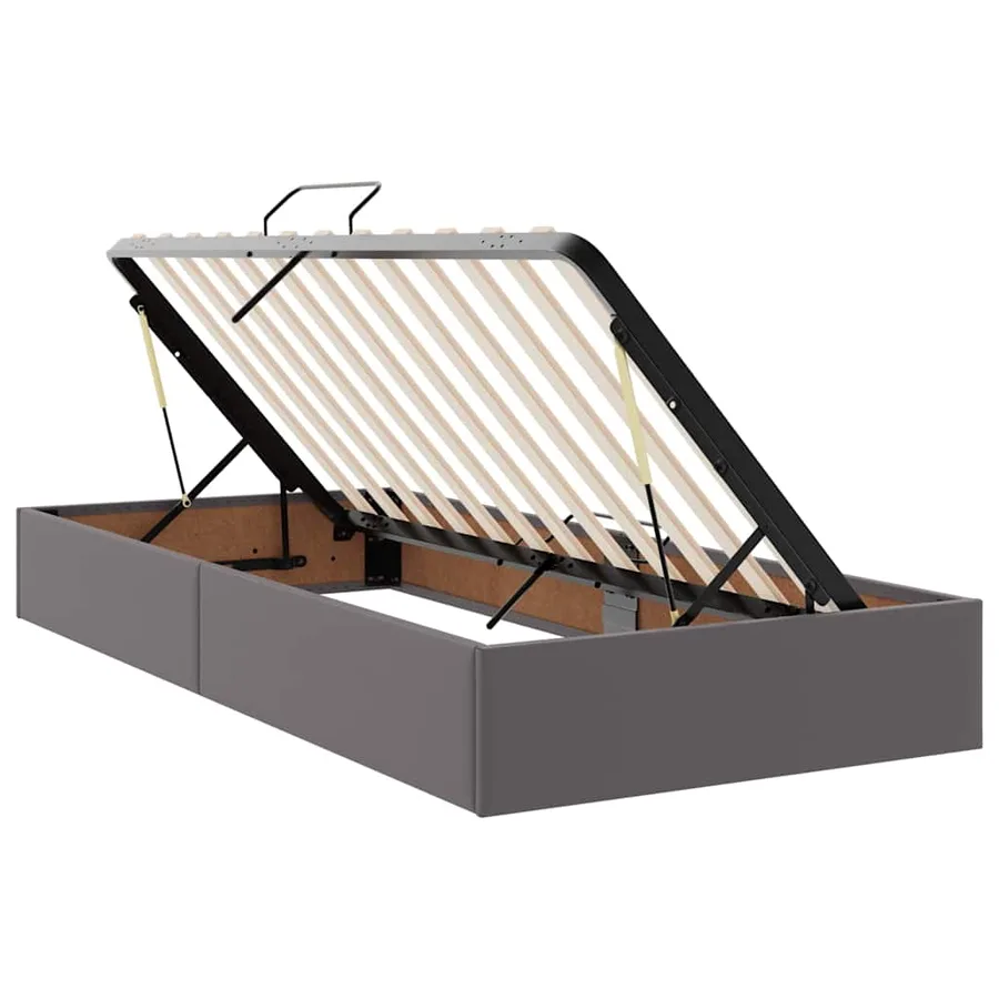 Lit avec rangement et LED Gris 90 x 200 cm Simili cuir - 7