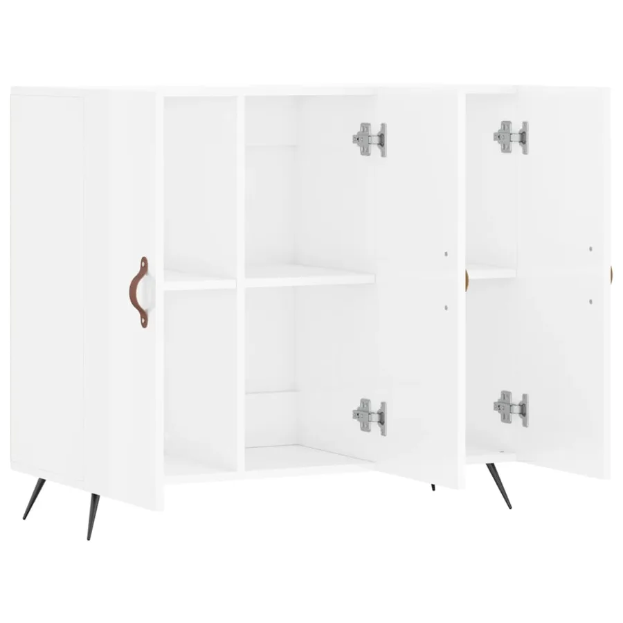 Buffet blanc brillant 90x34x80 cm bois d'ingénierie - 5