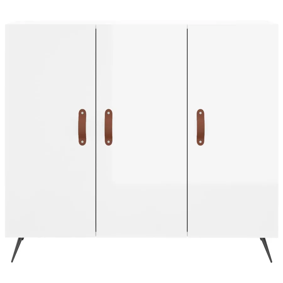 Buffet blanc brillant 90x34x80 cm bois d'ingénierie - 6