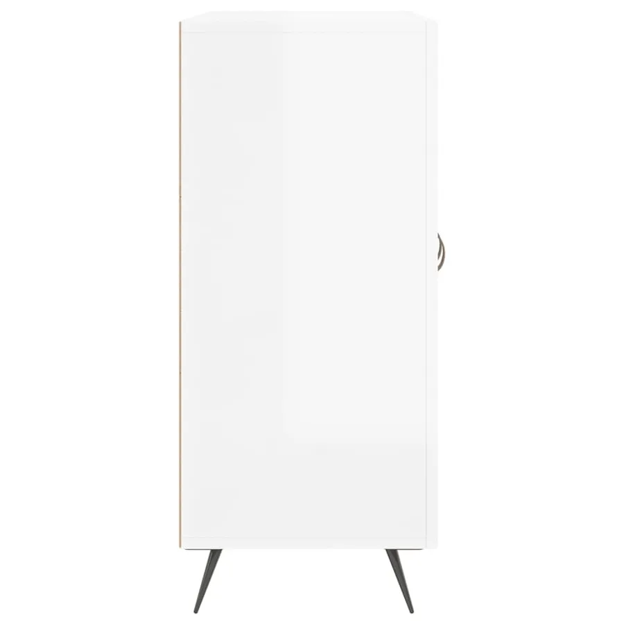 Buffet blanc brillant 90x34x80 cm bois d'ingénierie - 7