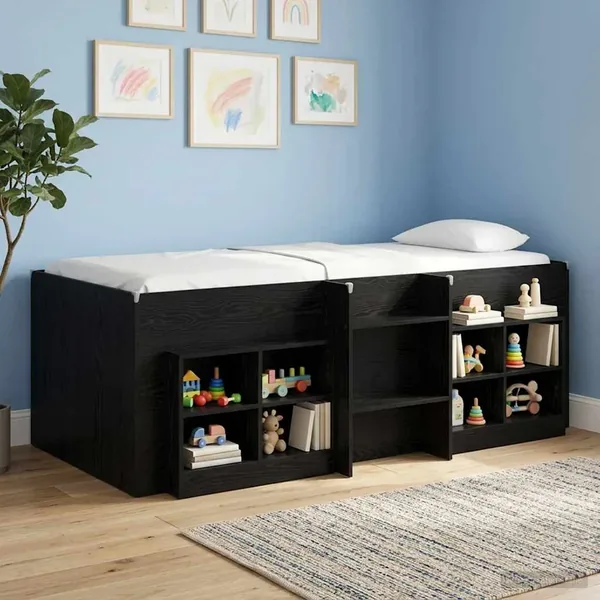 Cadre de Lit Élevé pour Enfants Chêne noir 75 x 190 cm