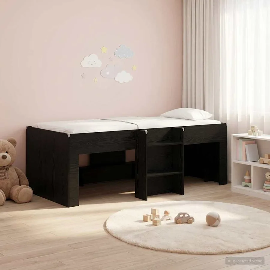 Cadre de Lit Élevé pour Enfants Chêne noir 75 x 190 cm - 3