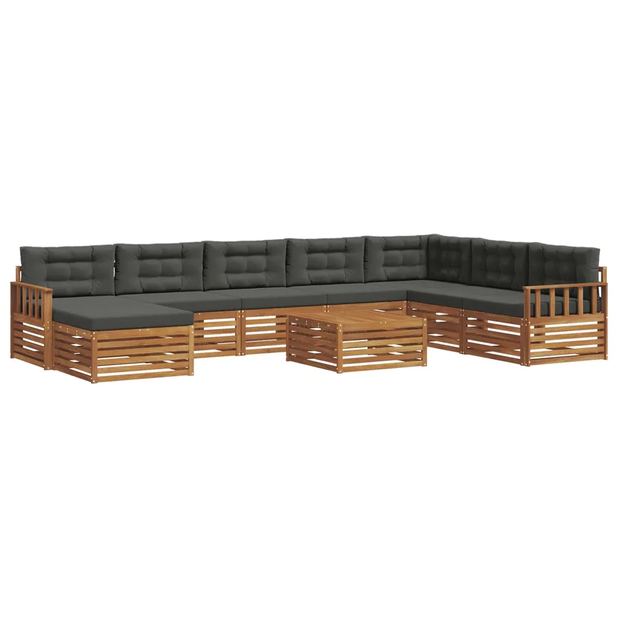 Ensemble de canapés d'extérieur 9 pcs Naturel et Anthracite - 2