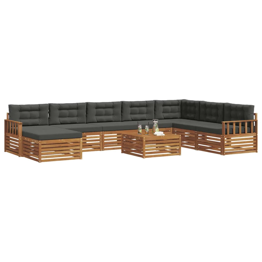 Ensemble de canapés d'extérieur 9 pcs Naturel et Anthracite - 3
