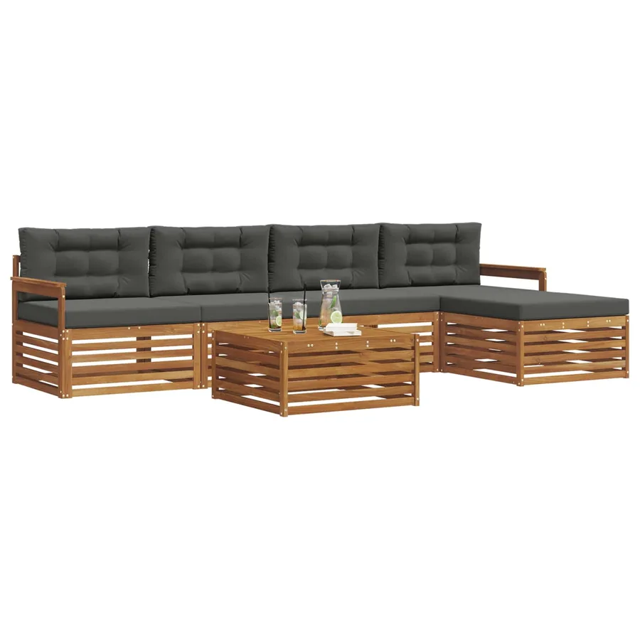Ensemble de canapés d'extérieur 6 pcs Naturel et Anthracite - 3