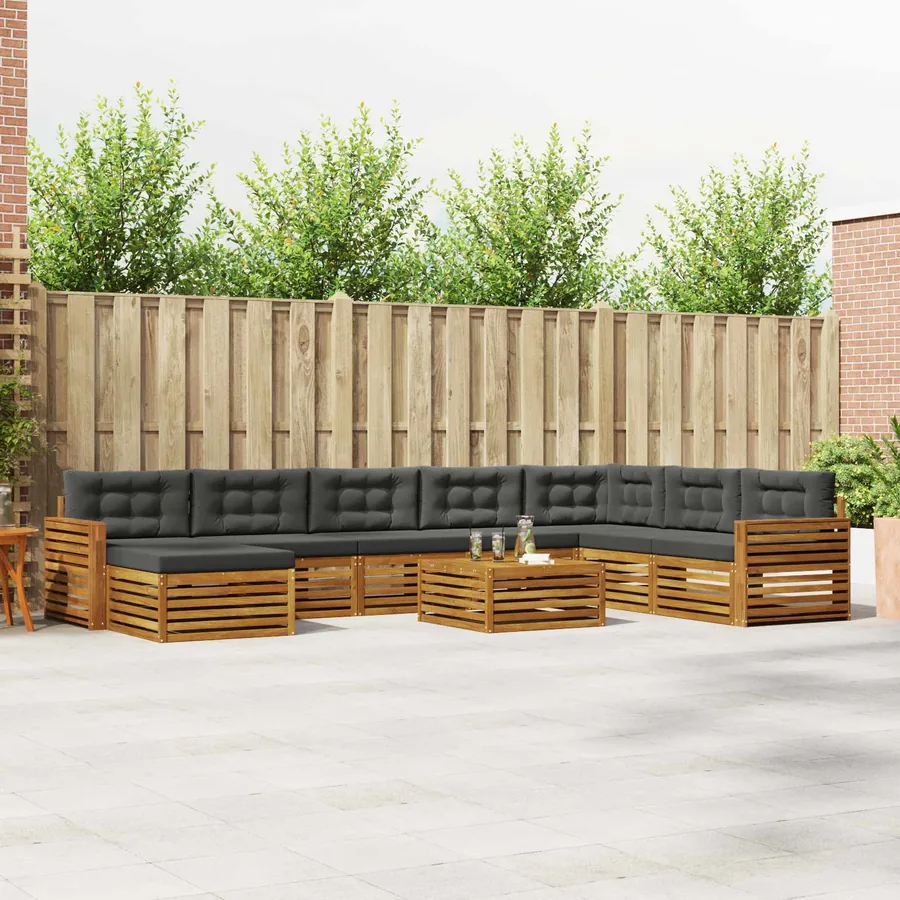 Ensemble de canapés d'extérieur 9 pcs Naturel et Anthracite
