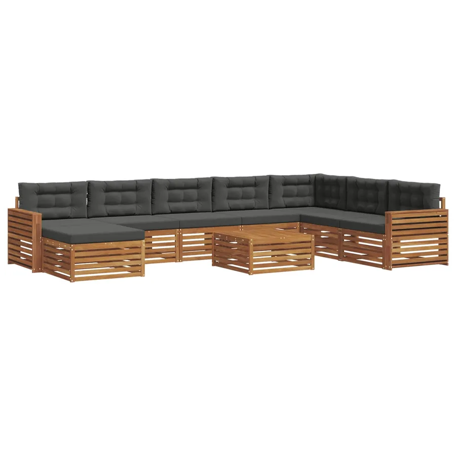 Ensemble de canapés d'extérieur 9 pcs Naturel et Anthracite - 2