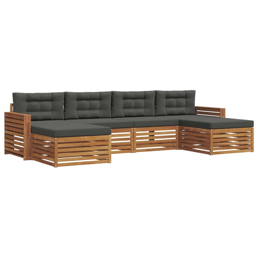 Ensembles de canapés avec coussin 6 pcs Naturel et Anthracite - 2