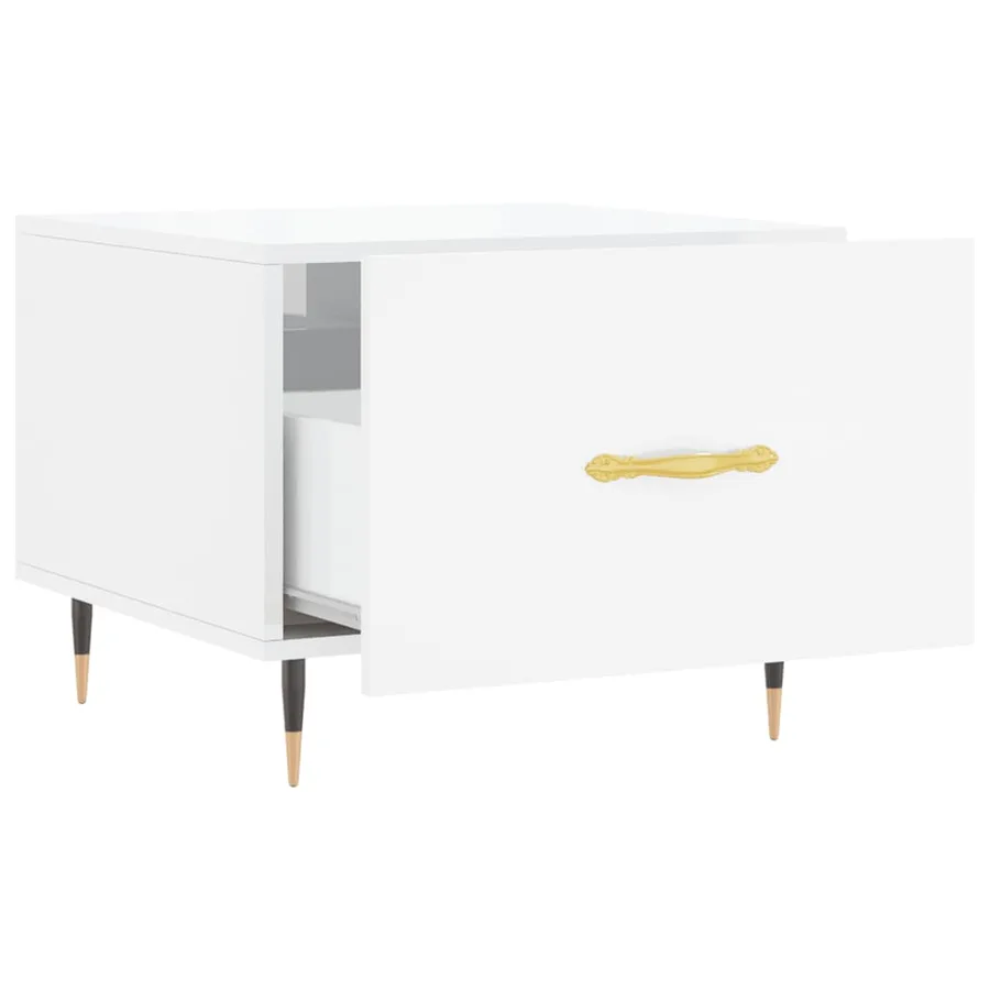 Table basse blanc brillant 50x50x40 cm bois d'ingénierie - 6