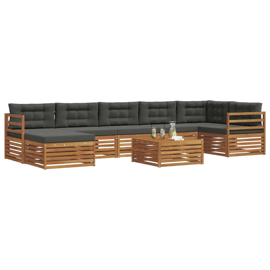 Ensemble de canapés d'extérieur 8 pcs Naturel et Anthracite - 3