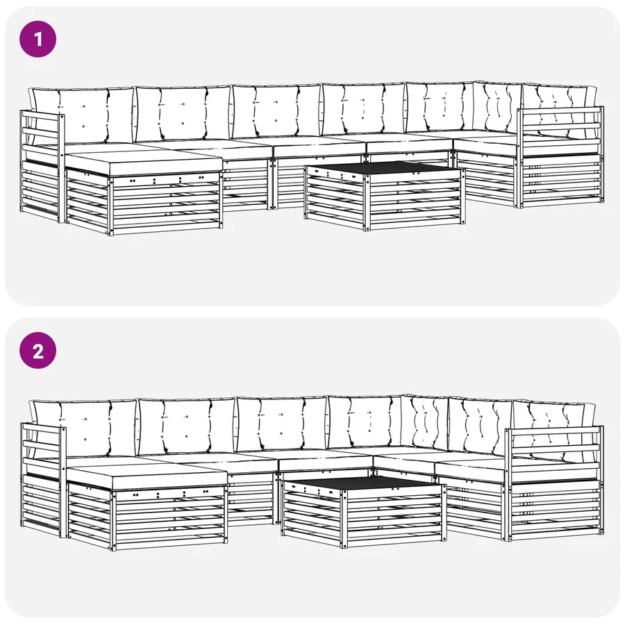 Ensemble de canapés d'extérieur 8 pcs Naturel et Anthracite - 9
