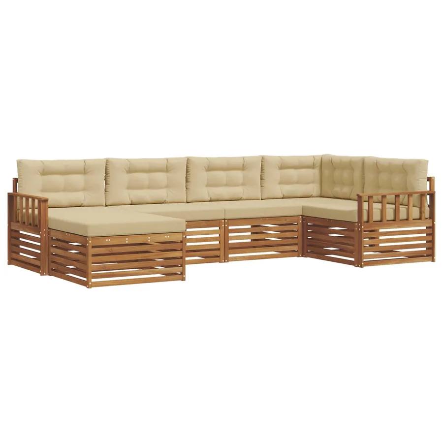Ensemble de canapés d'extérieur 6 pcs Naturel et Beige - 2