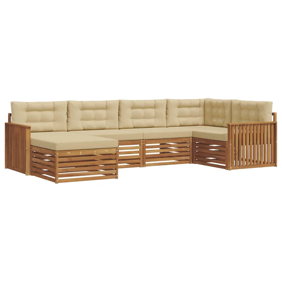 Ensemble de canapés d'extérieur 6 pcs Naturel et Beige - 2