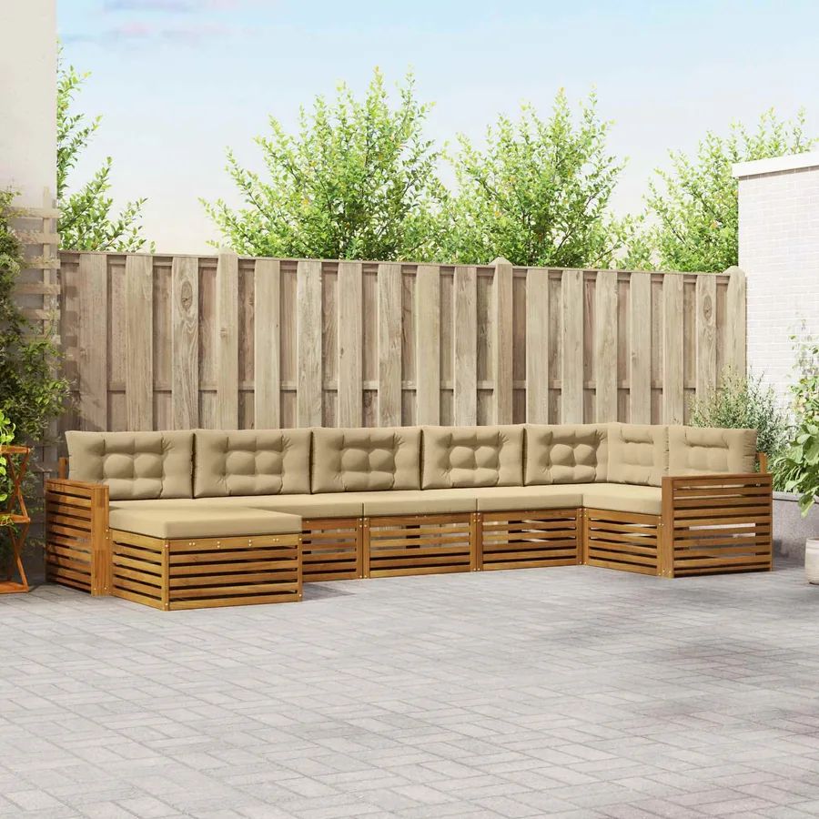 Ensemble de canapés d'extérieur 7 pcs Naturel et Beige