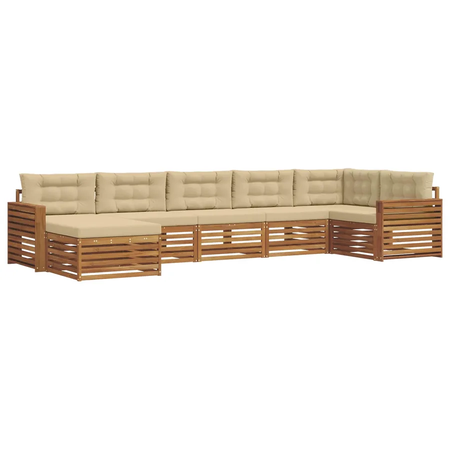 Ensemble de canapés d'extérieur 7 pcs Naturel et Beige - 2