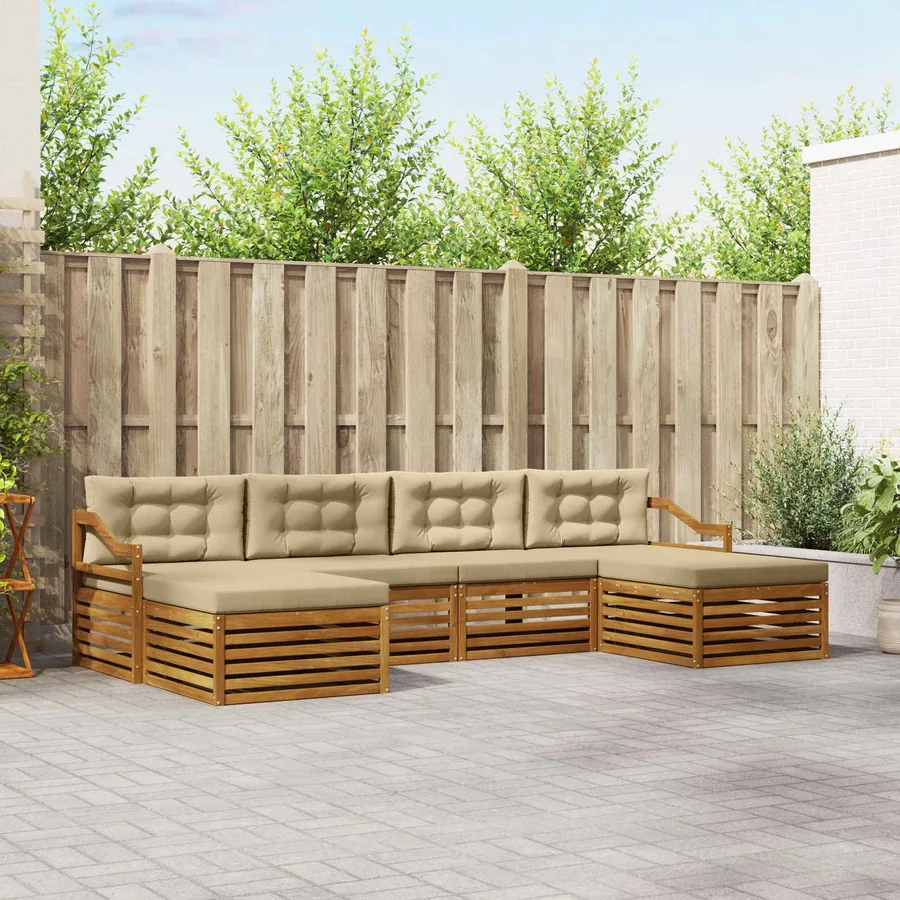 Ensembles de canapés avec coussin 6 pcs Naturel et Beige