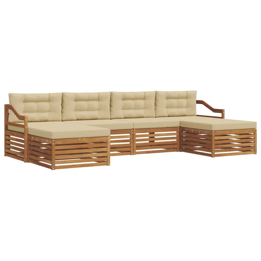 Ensembles de canapés avec coussin 6 pcs Naturel et Beige - 2
