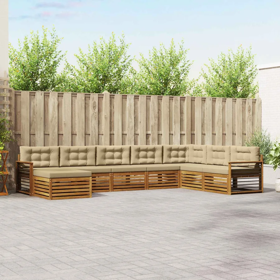 Ensemble de canapés d'extérieur 8 pcs Naturel et Beige