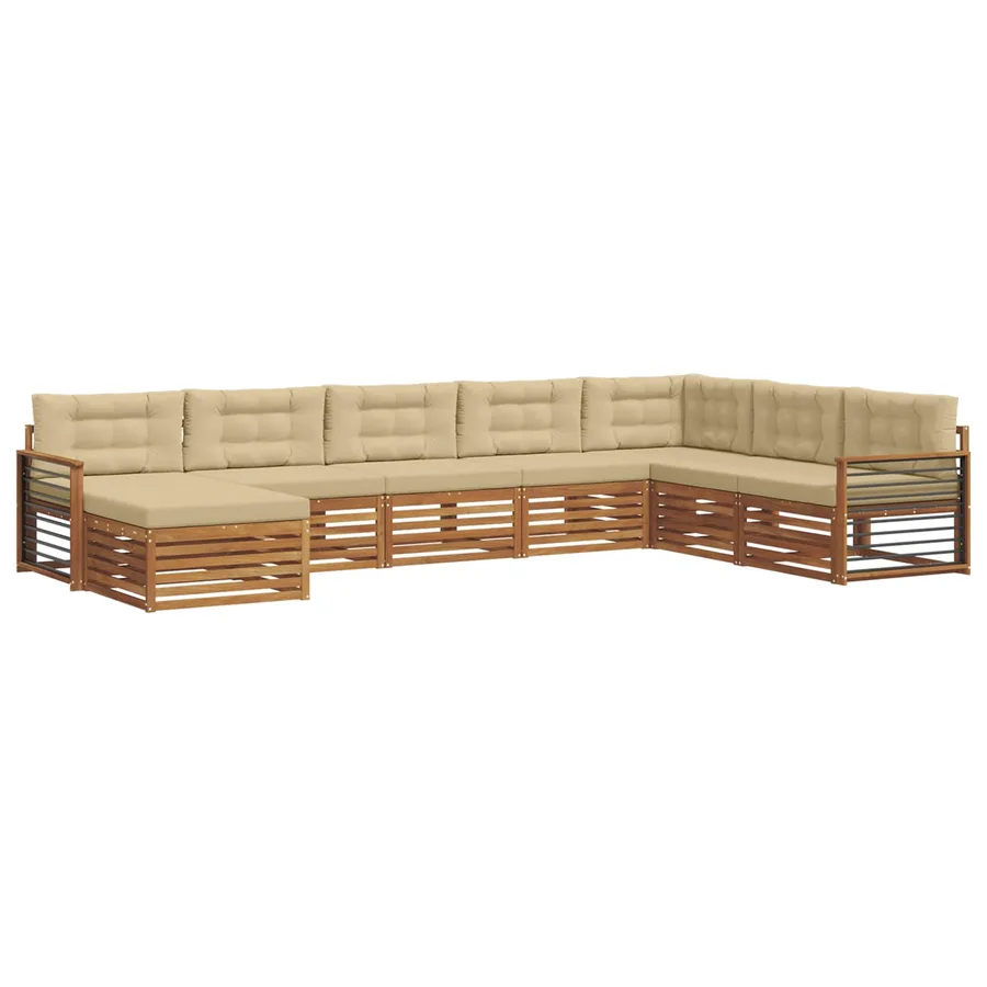 Ensemble de canapés d'extérieur 8 pcs Naturel et Beige - 2