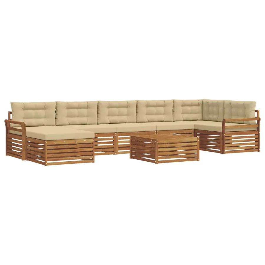 Ensemble de canapés d'extérieur 8 pcs Naturel et Beige - 2