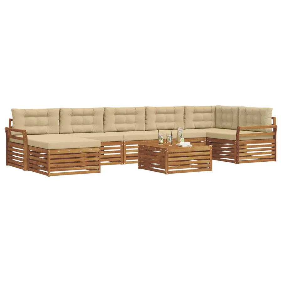 Ensemble de canapés d'extérieur 8 pcs Naturel et Beige - 3