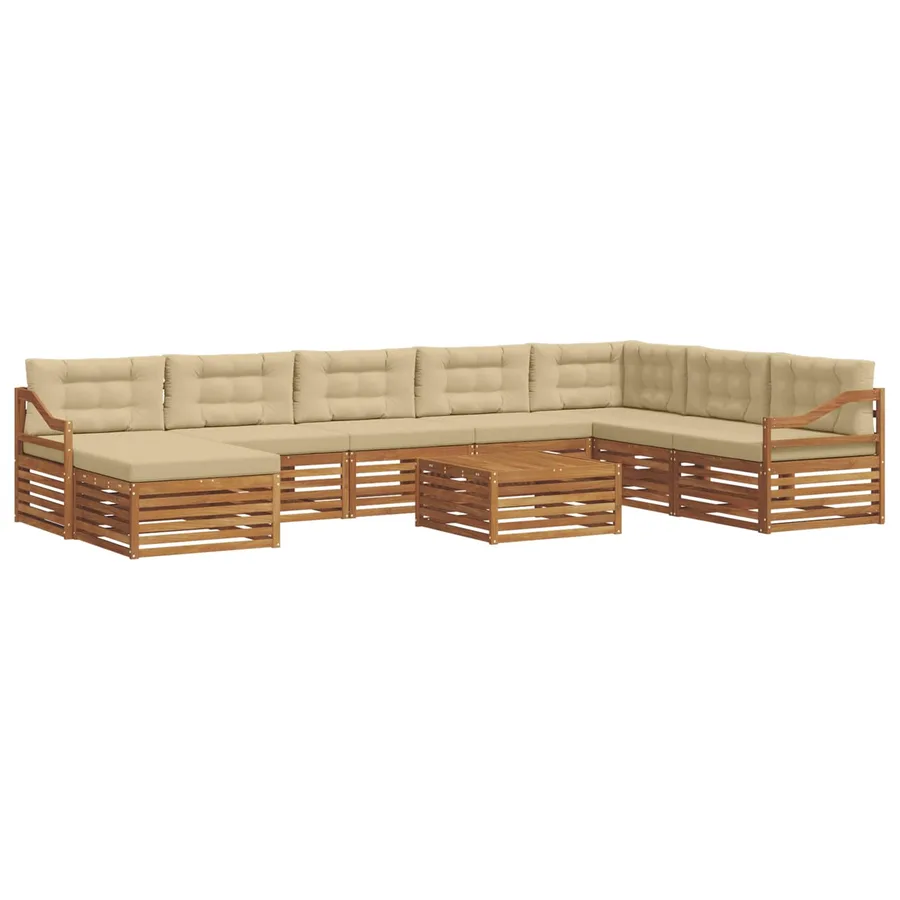 Ensemble de canapés d'extérieur 9 pcs Naturel et Beige - 2