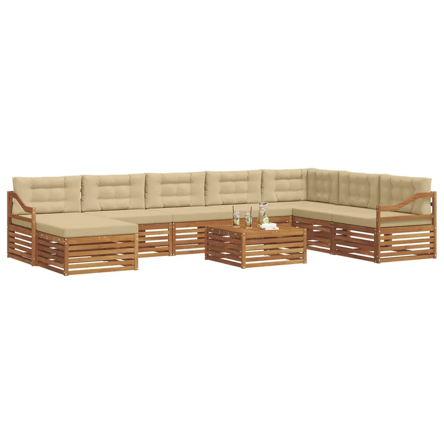 Ensemble de canapés d'extérieur 9 pcs Naturel et Beige - 3
