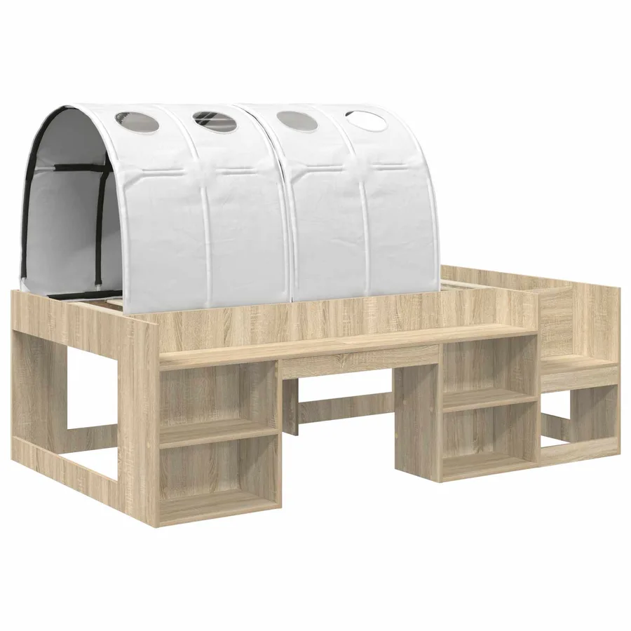 Cadre de lit avec tunnel 3 pc Chêne Sonoma et blanc - 3