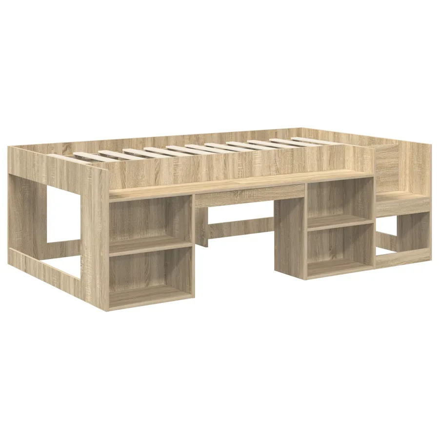 Cadre de lit avec tunnel 3 pc Chêne Sonoma et blanc - 4