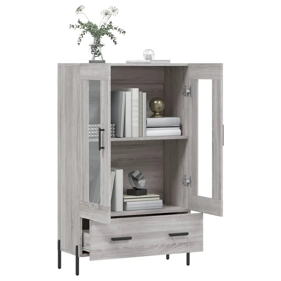 Buffet haut sonoma gris 69,5x31x115 cm bois d'ingénierie - 4