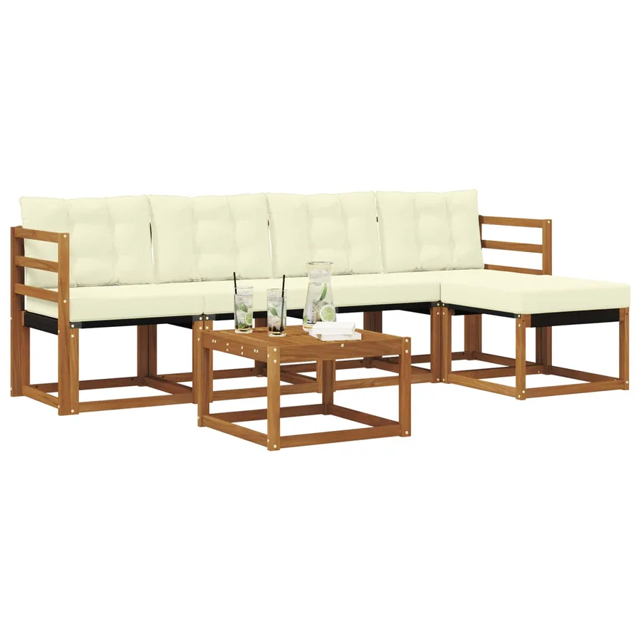 Ensemble de canapés d'extérieur 6 pcs Naturel et Crème - 3