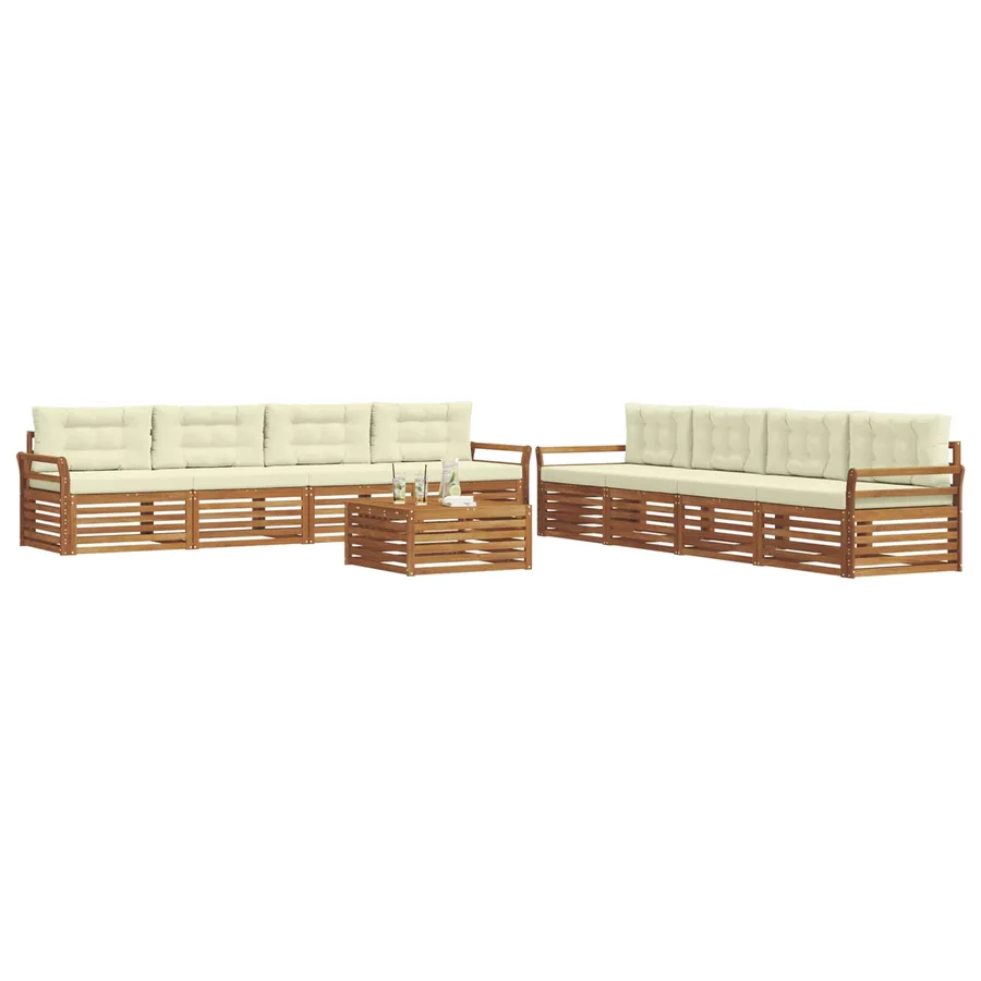 Ensemble de canapés d'extérieur 9 pcs Naturel et Crème - 3