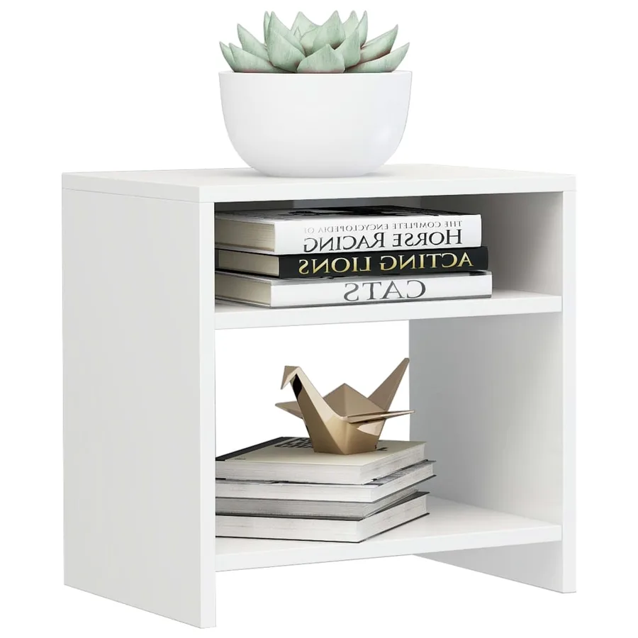 Tables de chevet 2pcs Blanc brillant 40x30x40cm bois ingénierie - 3
