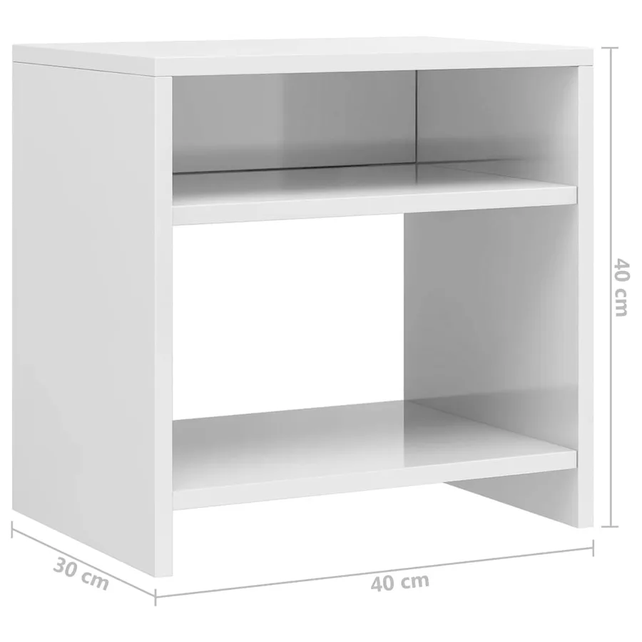 Tables de chevet 2pcs Blanc brillant 40x30x40cm bois ingénierie - 7