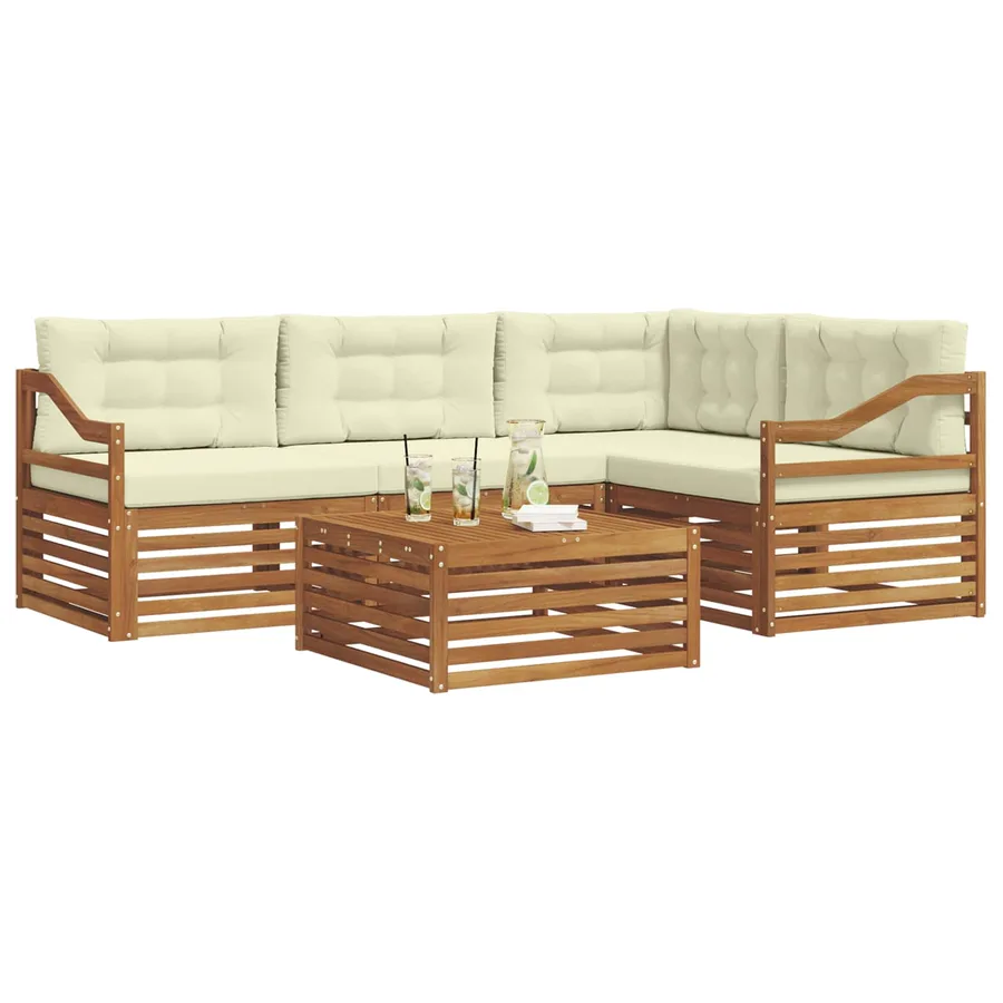Ensemble de canapés d'extérieur 5 pcs Naturel et Crème - 3