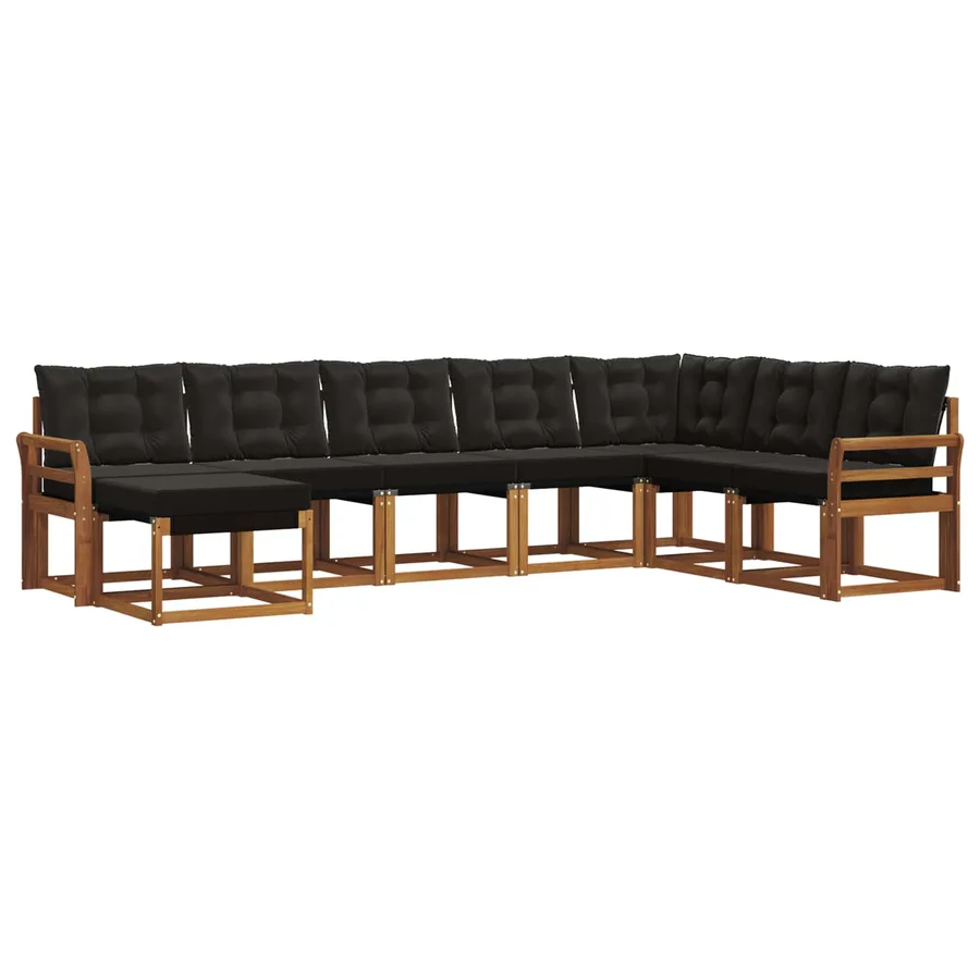 Ensemble de canapés d'extérieur 8 pcs Naturel et Noir - 2