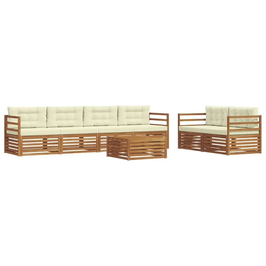 Ensemble de canapés d'extérieur 7 pcs Naturel et Crème - 2