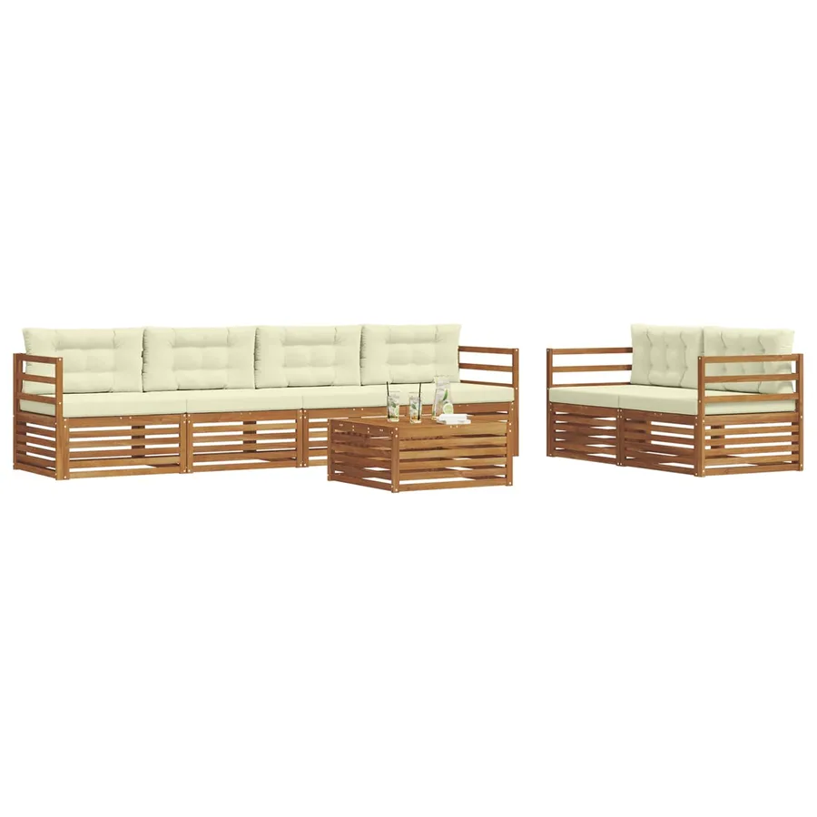 Ensemble de canapés d'extérieur 7 pcs Naturel et Crème - 3