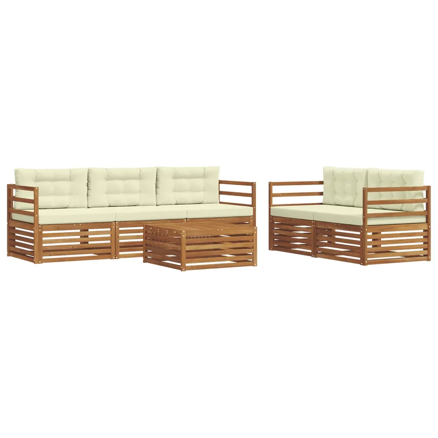 Ensemble de canapés d'extérieur 6 pcs Naturel et Crème - 2