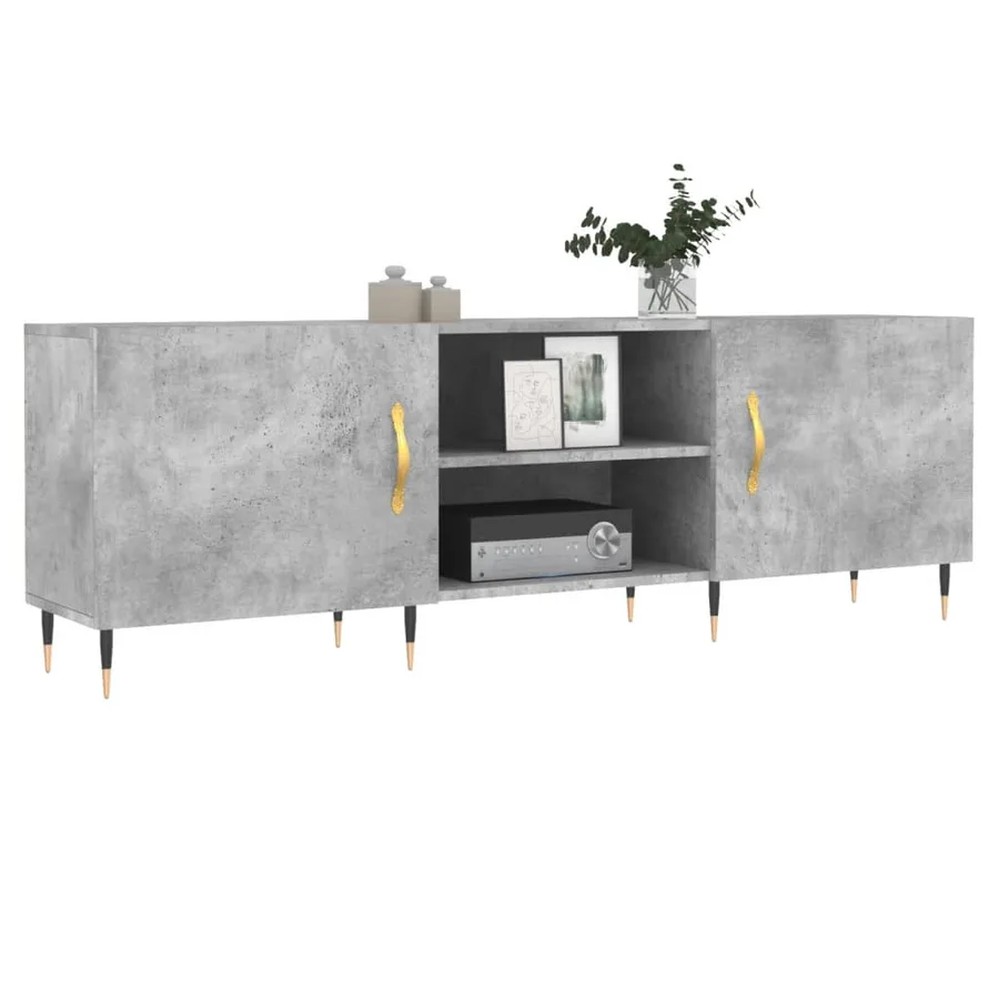 Meuble TV gris béton 150x30x50 cm bois d'ingénierie - 3
